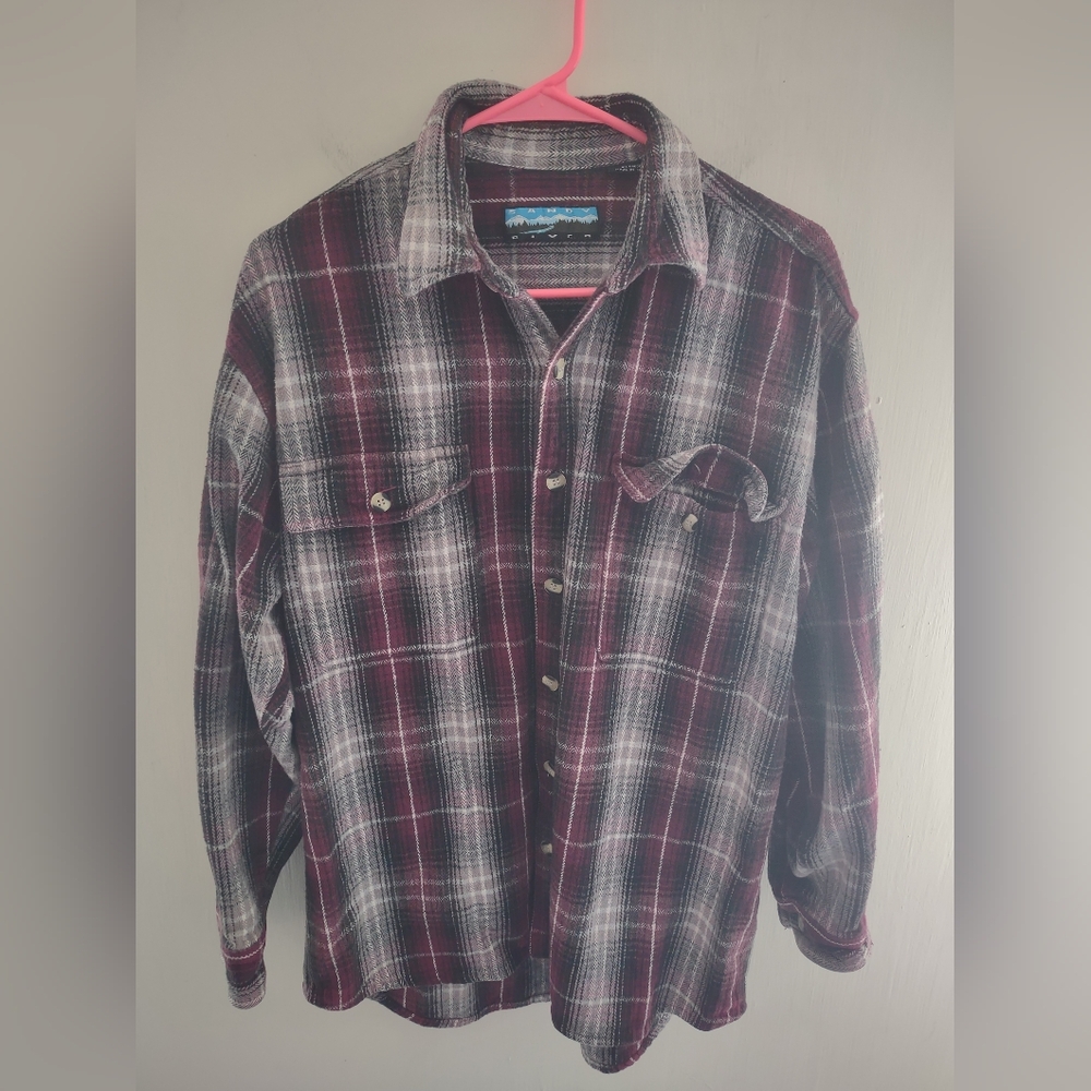 Sandy River Plaid Flannel Shacket Large‎ Preppy Cozy Warm Casual Fall